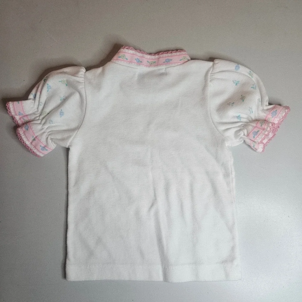 Vintage OshKosh Bgosh Baby Girls Pink Floral Romper Shirt Set Made in USA 18M